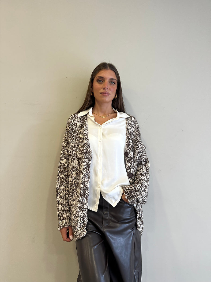 MOTEL Cardigan over melange   panna/moro
