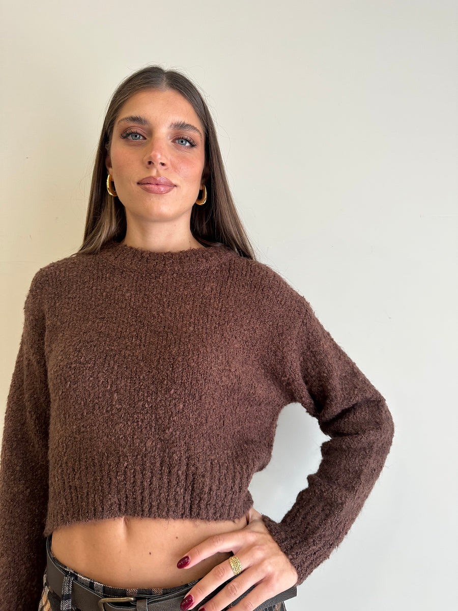 GLAMOROUS Maglia crop cioccolato