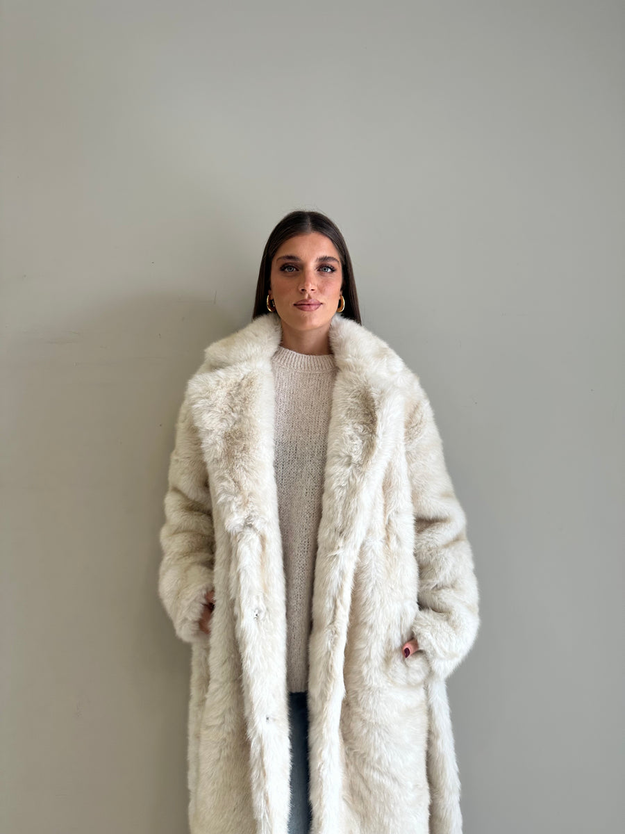 GLAMOROUS Cappotto eco pelliccia crema