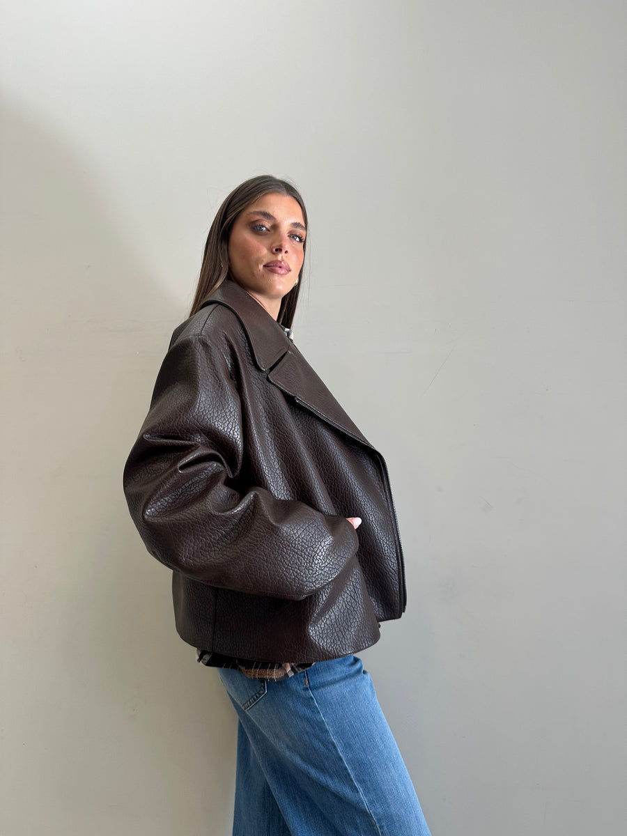 DIXIE Biker over ecopelle moro