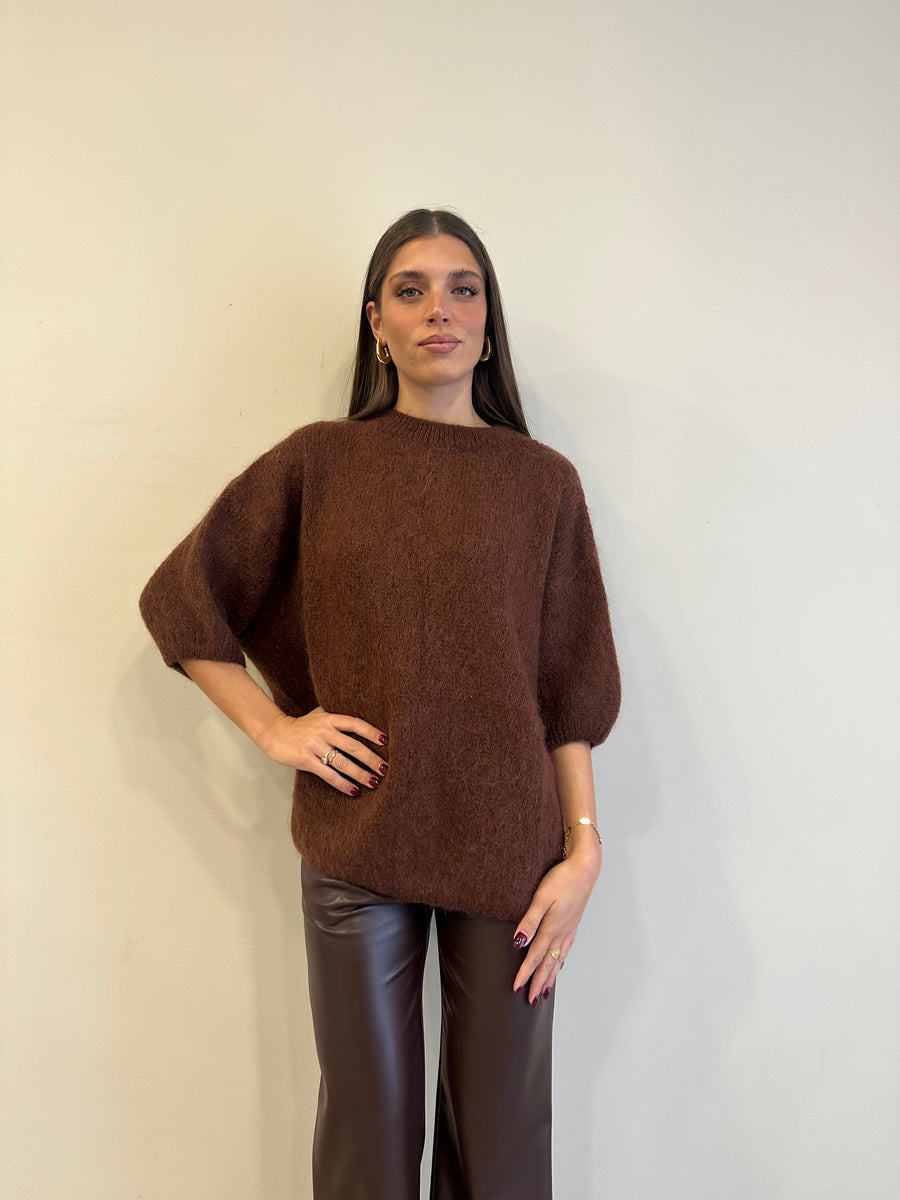 DIXIE Maglia mohair cioccolato
