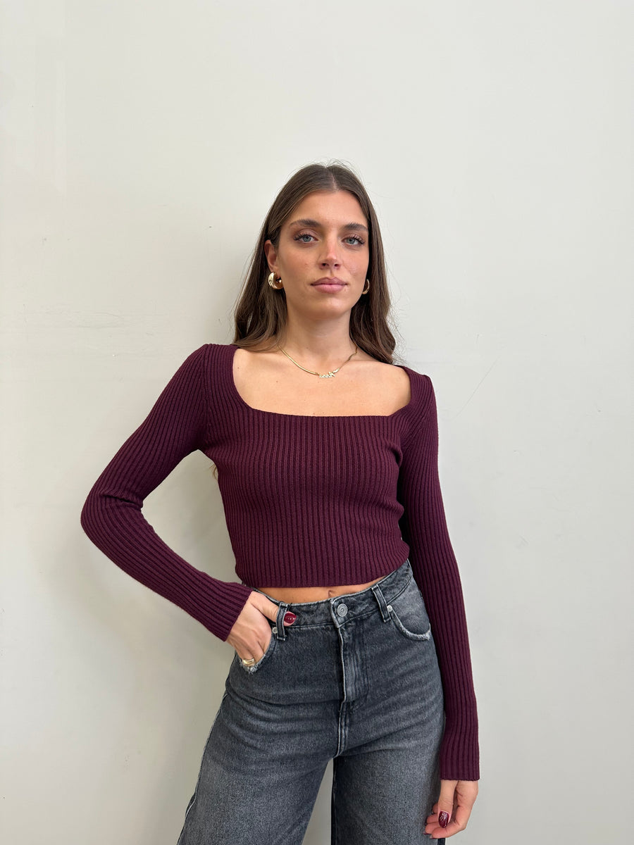 GIPSY INSIDE Maglia costine bordeaux