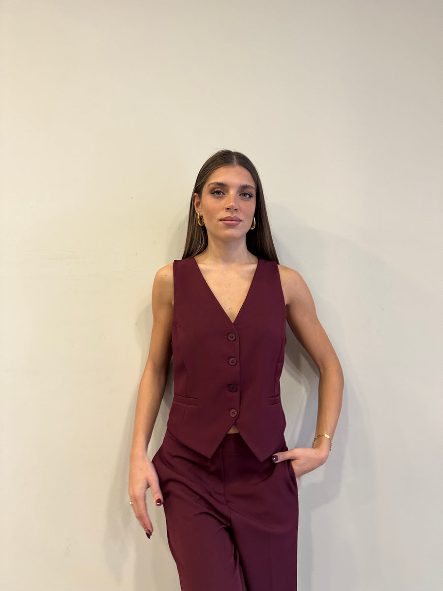 GIPSYINSIDE Completo bordeaux gilet+pantalone
