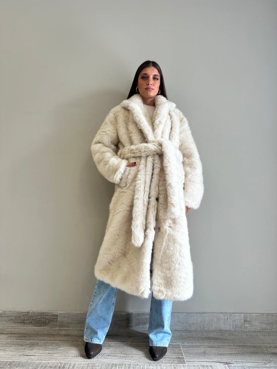 GLAMOROUS Cappotto eco pelliccia crema