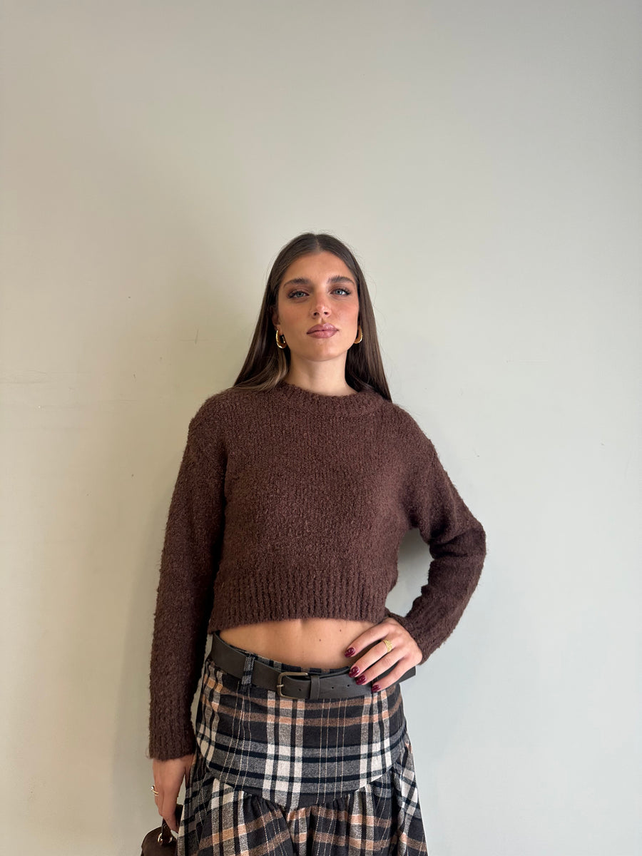 GLAMOROUS Maglia crop cioccolato