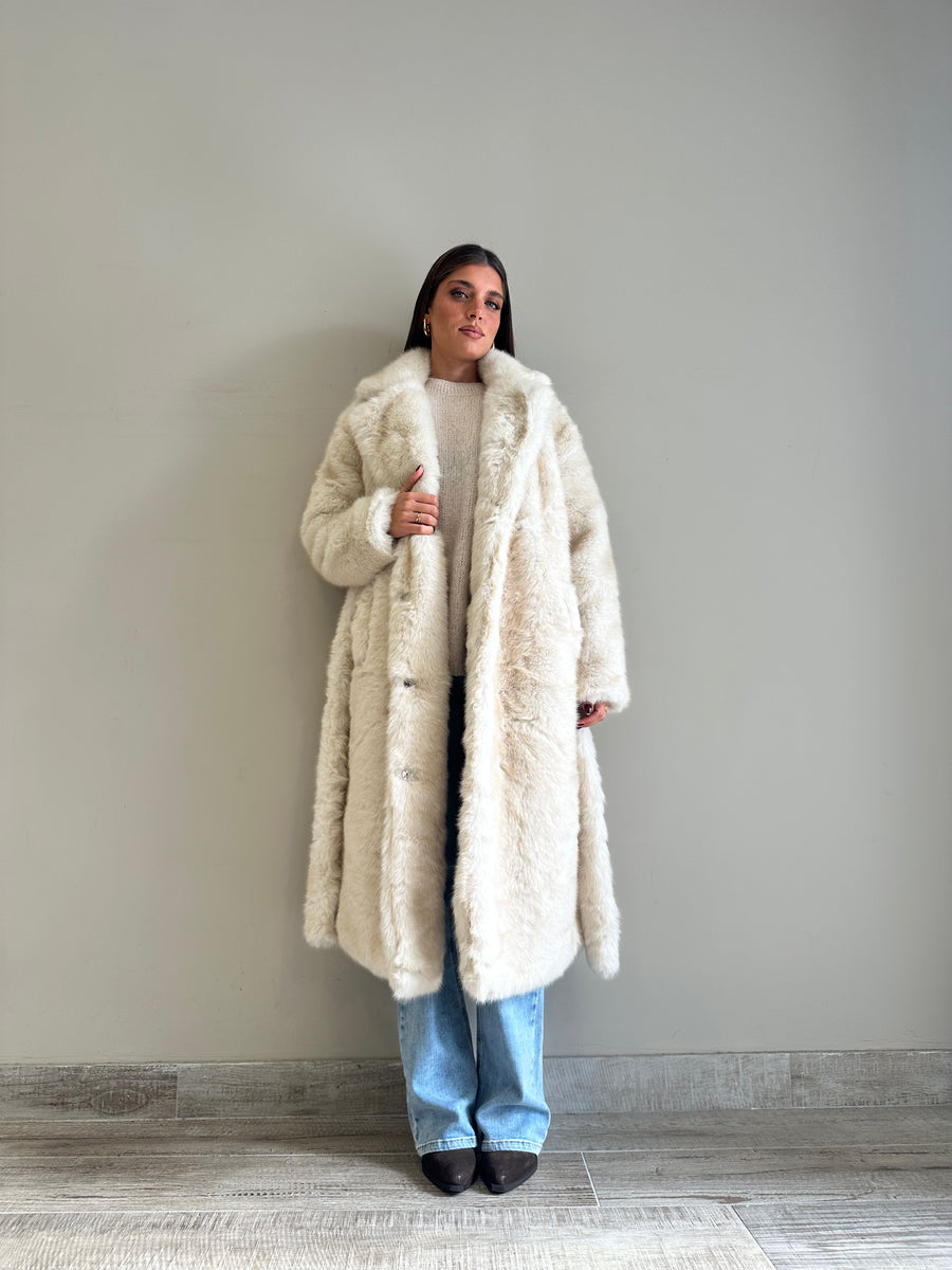 GLAMOROUS Cappotto eco pelliccia crema
