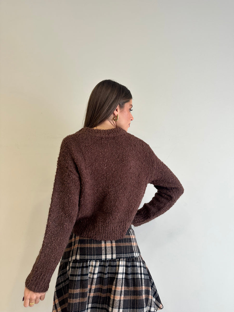 GLAMOROUS Maglia crop cioccolato