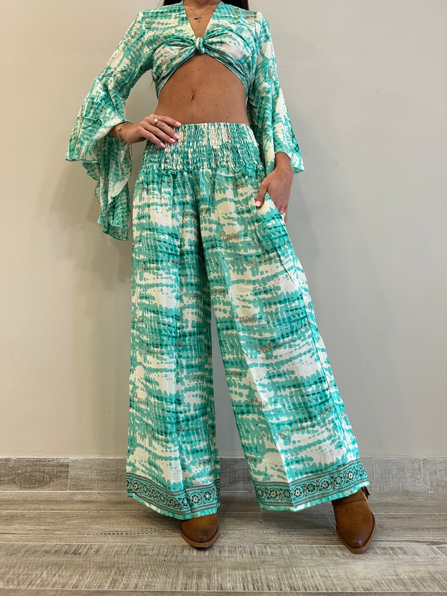 FREELOVE Panta Freelove Seta Gipsy Verde Acqua