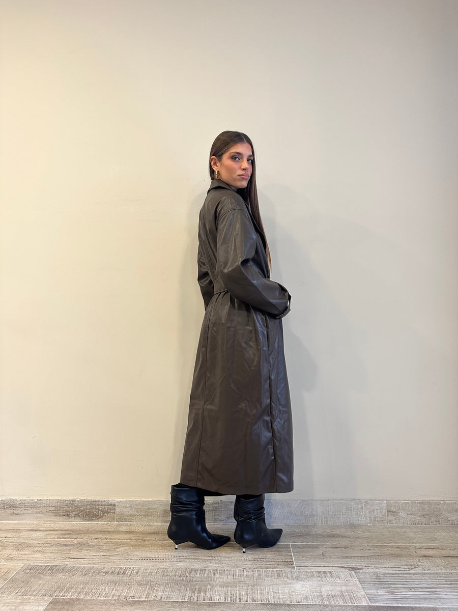 GLAMOROUS Trench ecopelle caffè