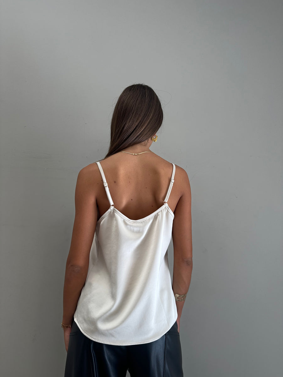 MOTEL Top satin avorio +pizzo