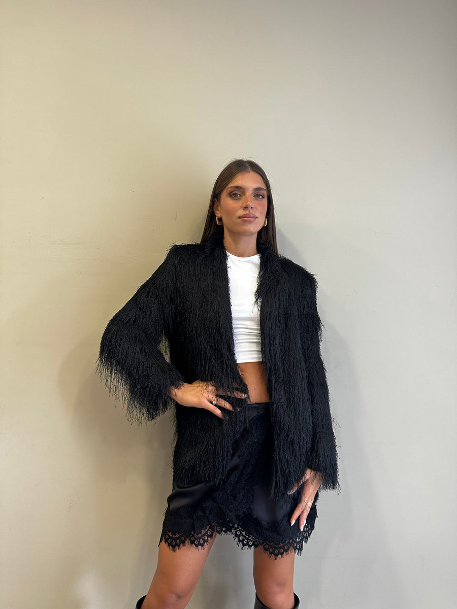LMN Blazer sfrangiato nero