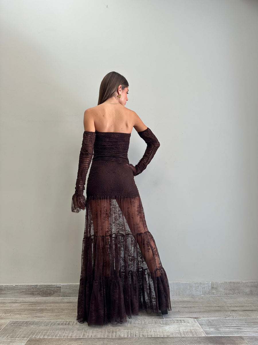 LMN abito lungo pizzo moro