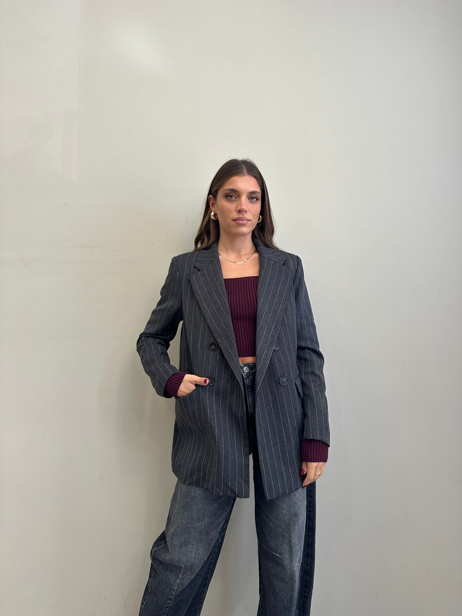 GLAMOROUS Blazer gessato grigio