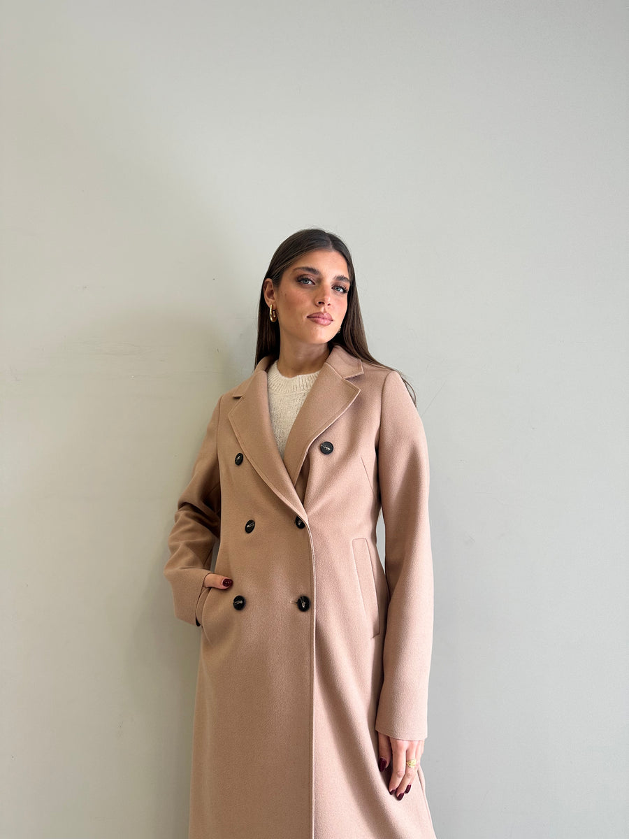 MOTEL Cappotto lungo doppiopetto camel