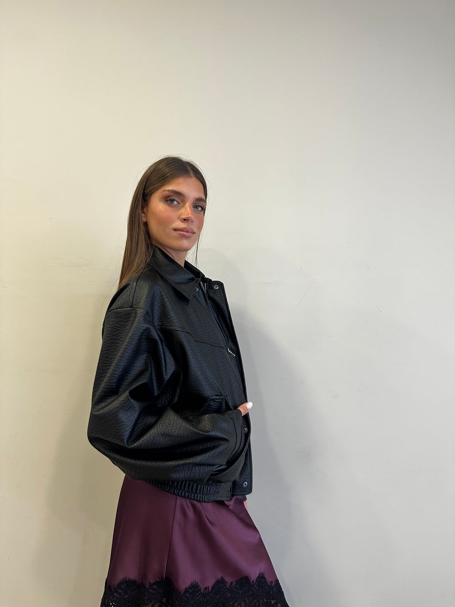 LMN bomber ecopelle nero