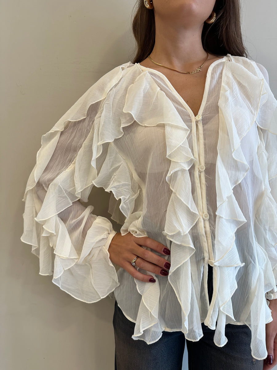 GLAMOROUS Camicia rouches panna