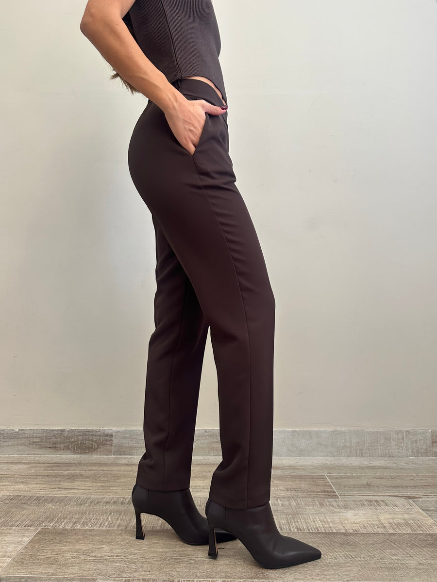 LE STREGHE Pantalone sigaretta moro