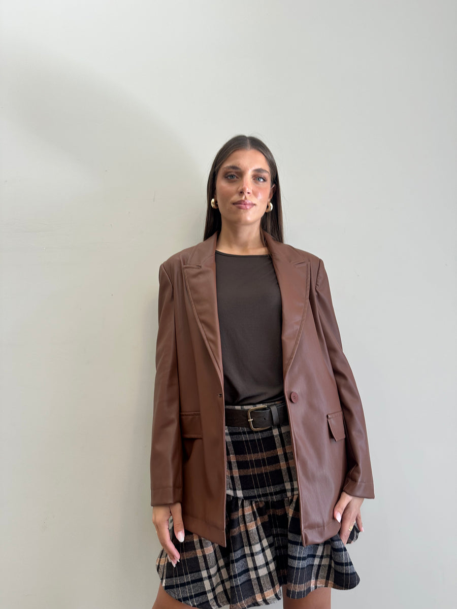 DIXIE Blazer ecopelle tabacco