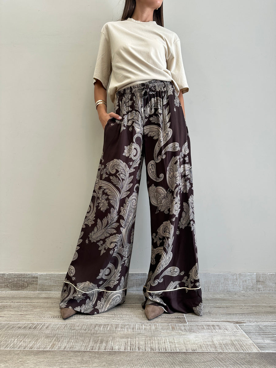 LMN Pantalone palazzo fantasia moro