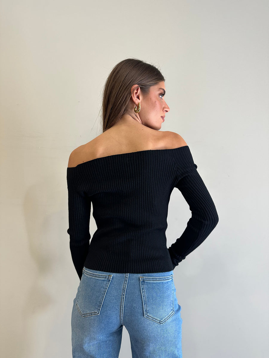 GIPSY INSIDE Maglia costine nera