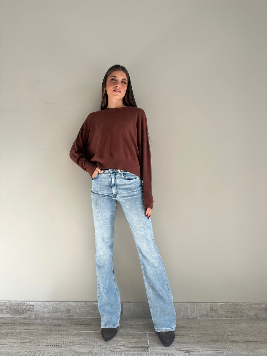 DIXIE Maglia girocollo cioccolato