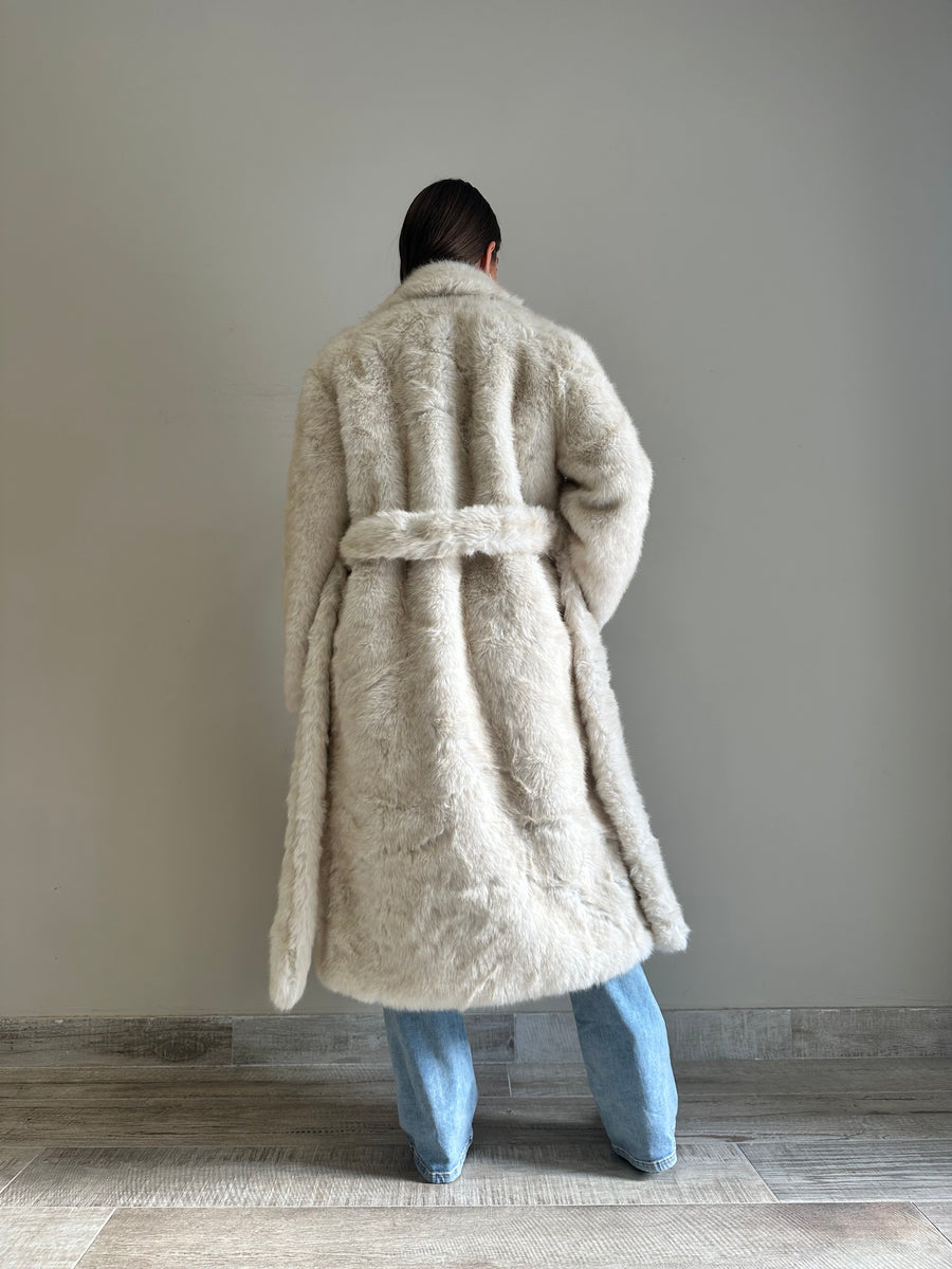 GLAMOROUS Cappotto eco pelliccia crema