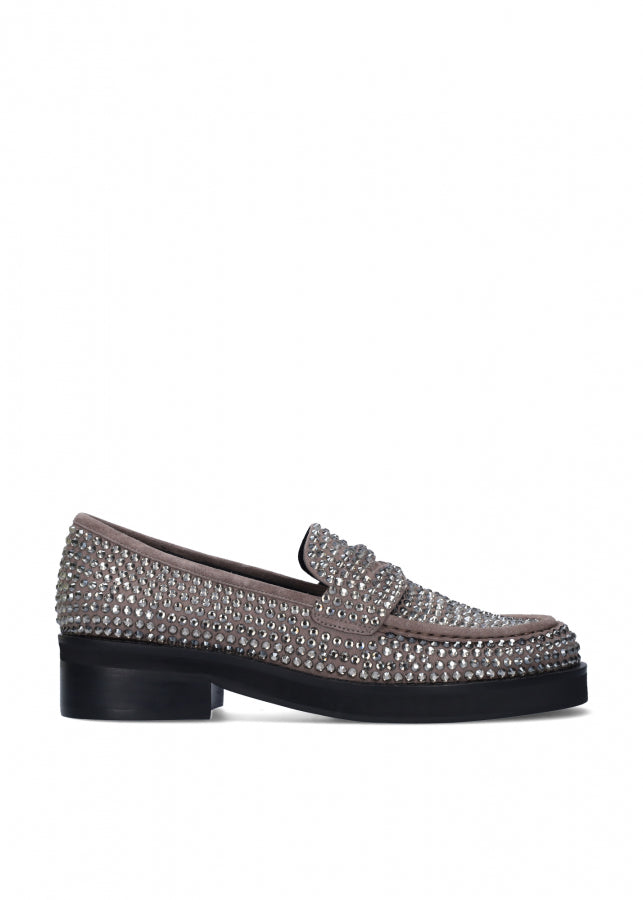 BIBI LOU Mocassino grigio strass