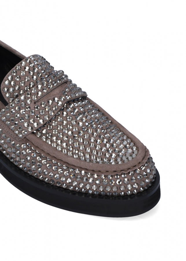 BIBI LOU Mocassino grigio strass