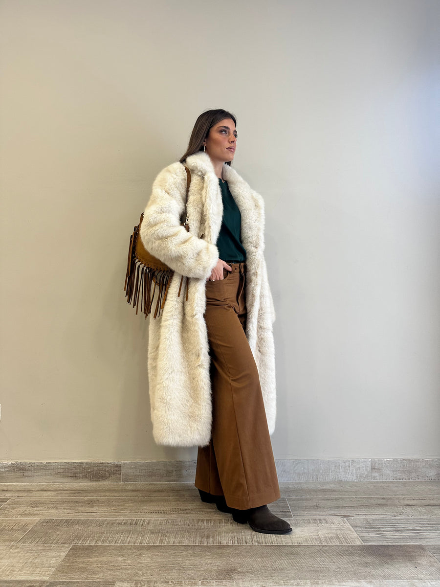 GLAMOROUS Cappotto eco pelliccia crema