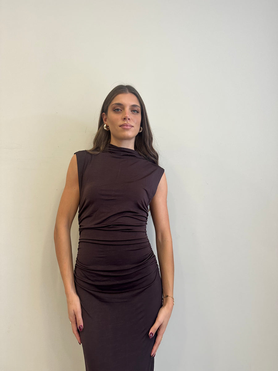 GLAMOROUS Abito smanicato elasticizzato moro