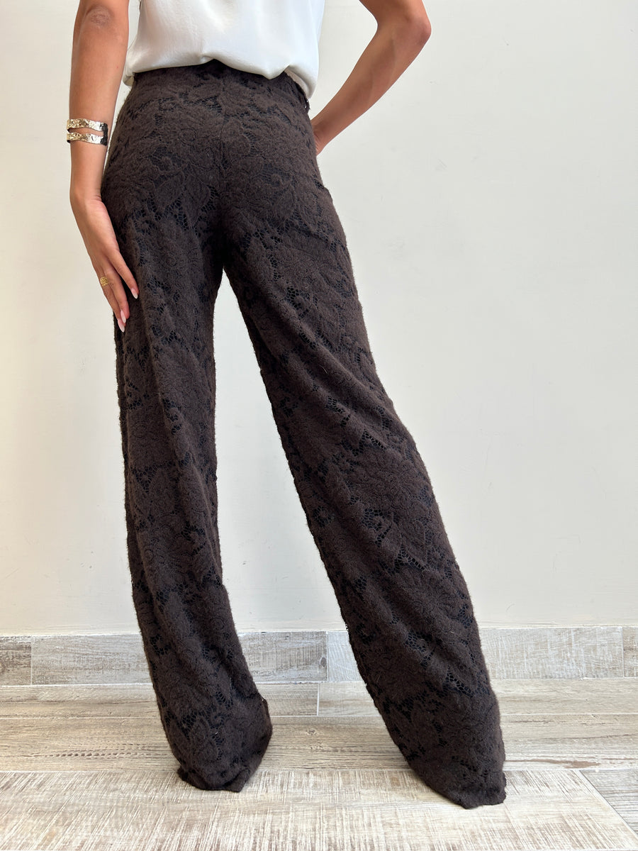 LE STREGHE Pantalone pizzo moro