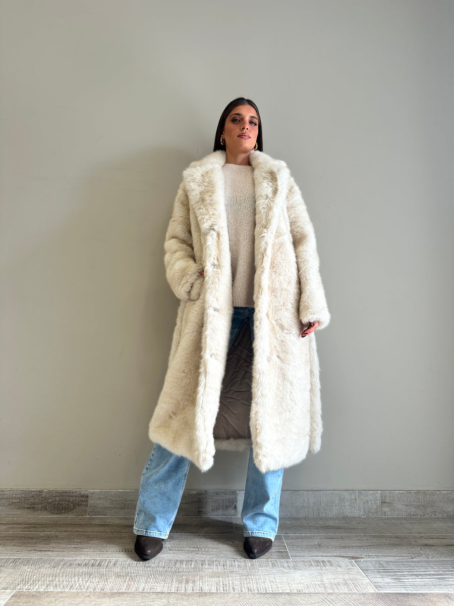 GLAMOROUS Cappotto eco pelliccia crema