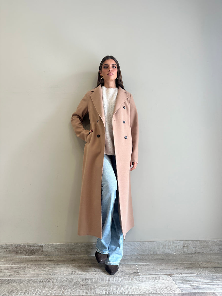 MOTEL Cappotto lungo doppiopetto camel
