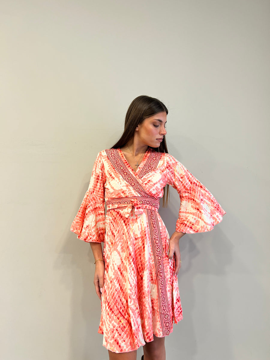FREELOVE Abito Kimono corto seta Gipsy Coral