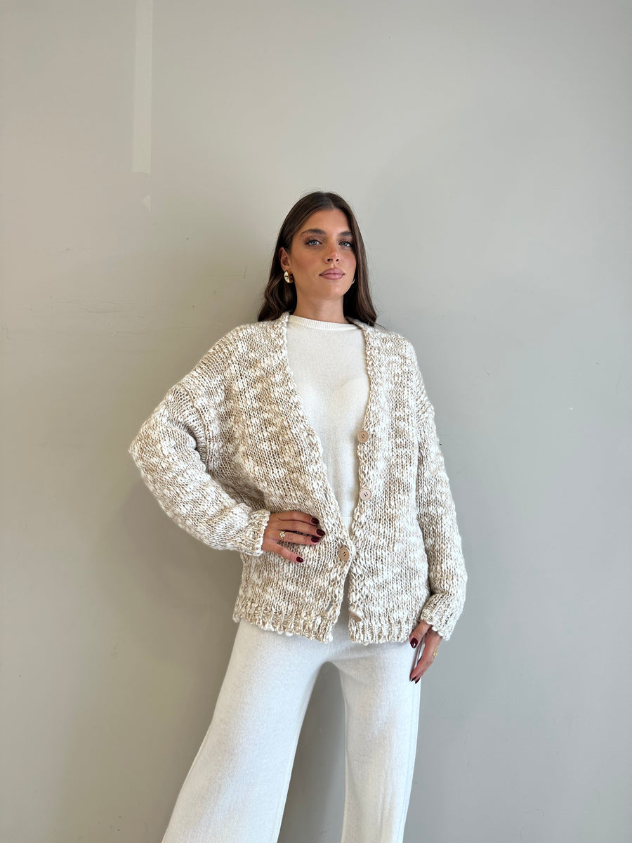 MOTEL Cardigan over melange  panna/sabbia