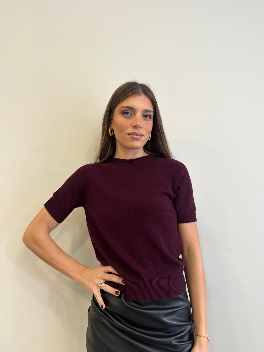 DIXIE Maglia manica corta lana bordeaux