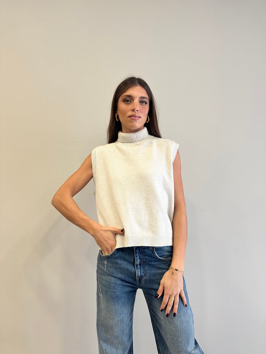 GIPSY INSIDE Smanicato dolcevita panna