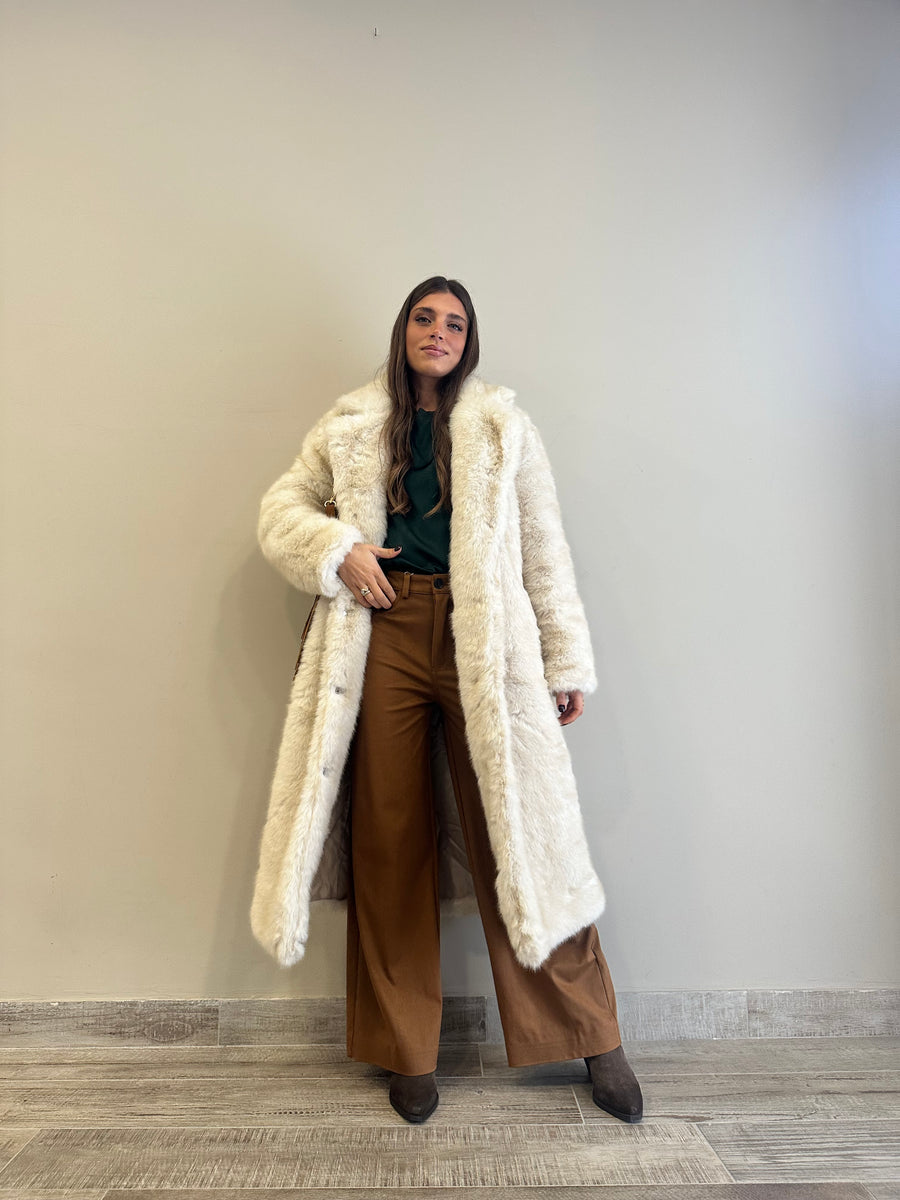 GLAMOROUS Cappotto eco pelliccia crema
