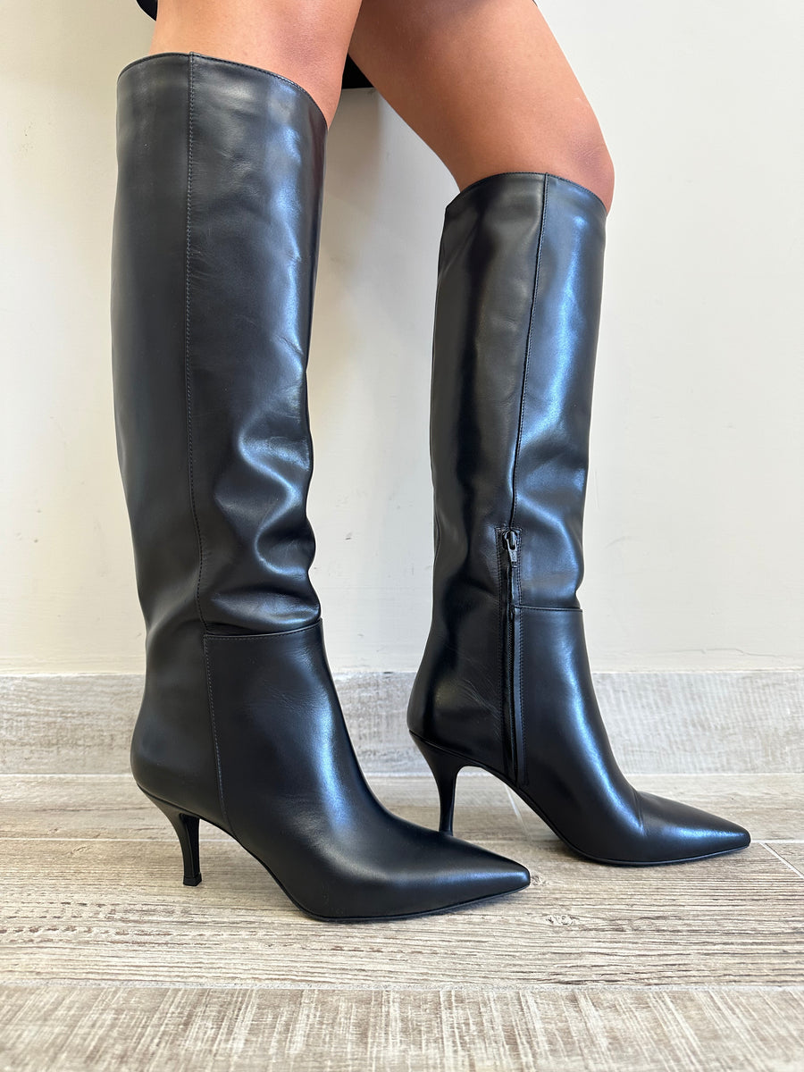 STM x Laura Cialfi Stivale tubolare pelle nero