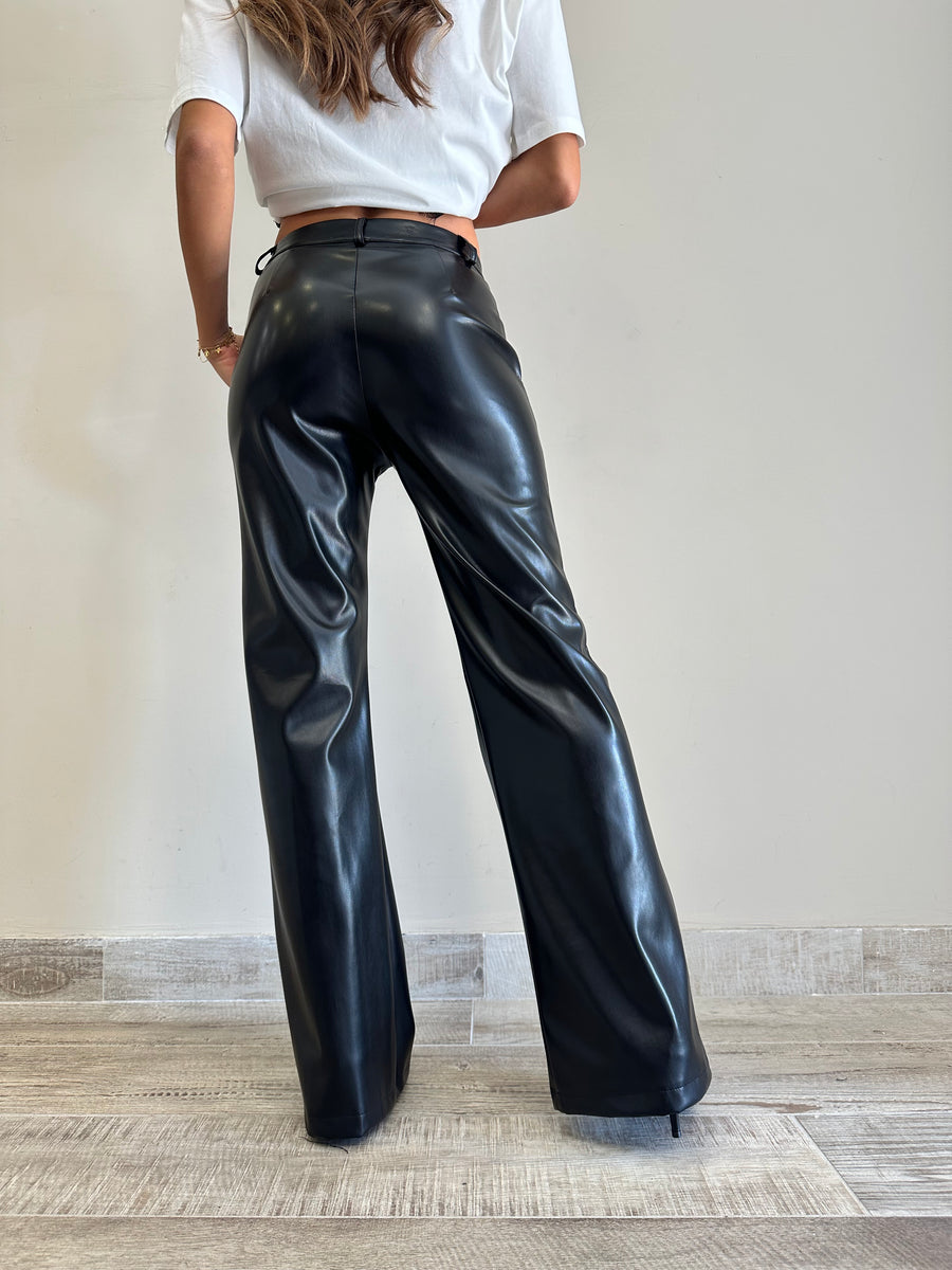 MOTEL Pantalone ecopelle nero