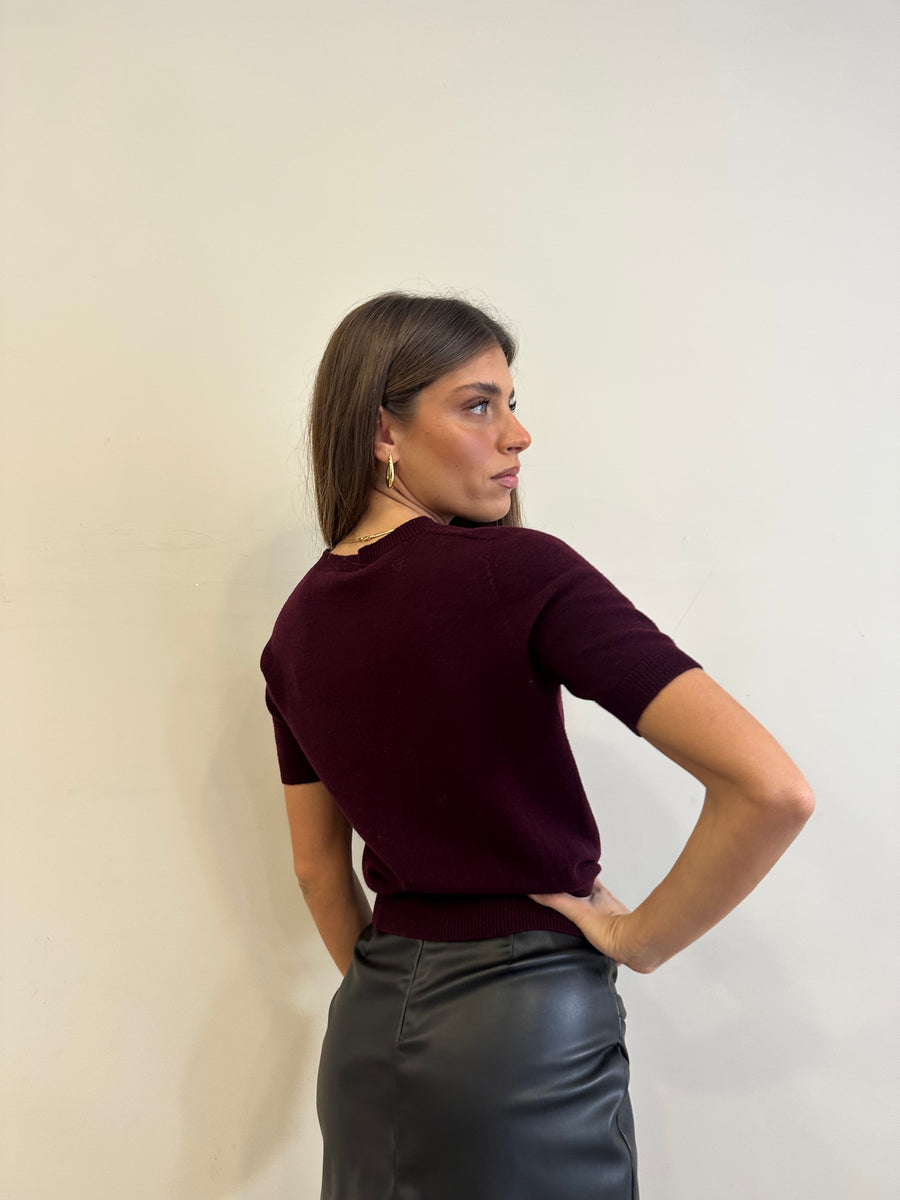 DIXIE Maglia manica corta lana bordeaux