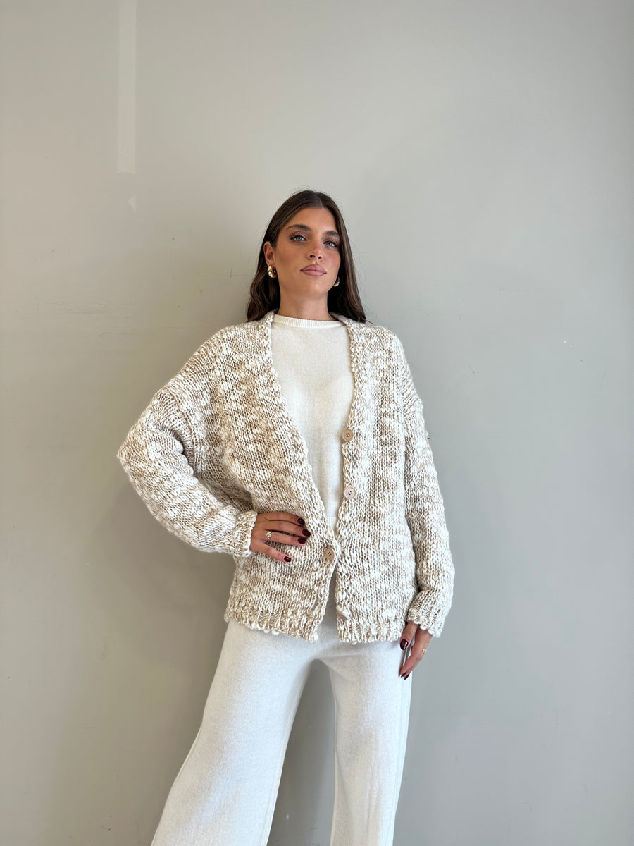 MOTEL Cardigan over melange  panna/sabbia