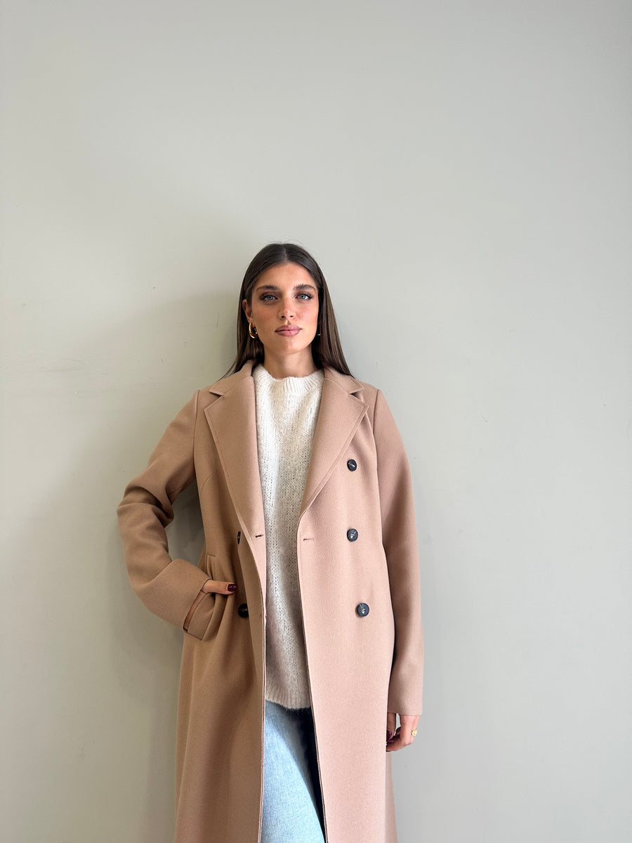 MOTEL Cappotto lungo doppiopetto camel