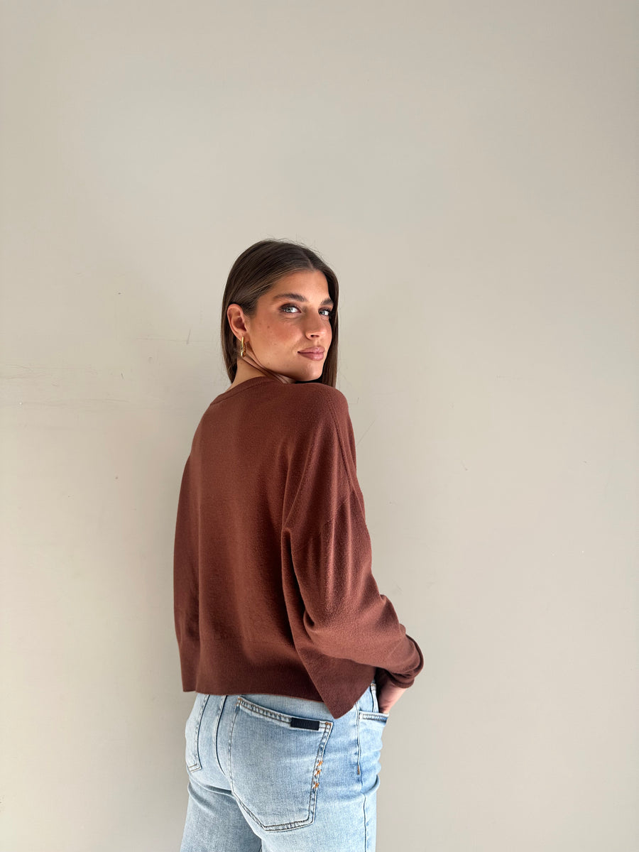 DIXIE Maglia girocollo cioccolato