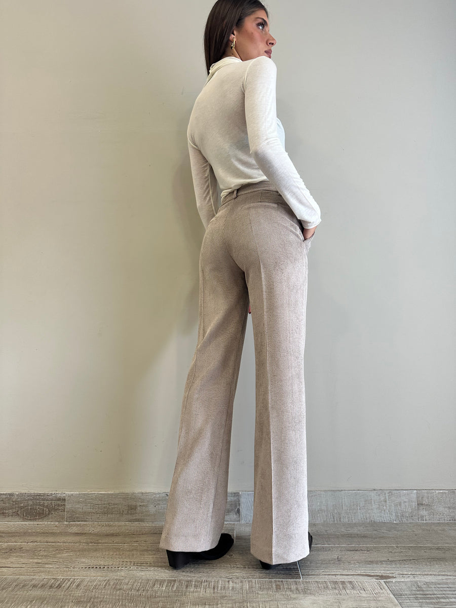 MOTEL Pantalone velluto tortora