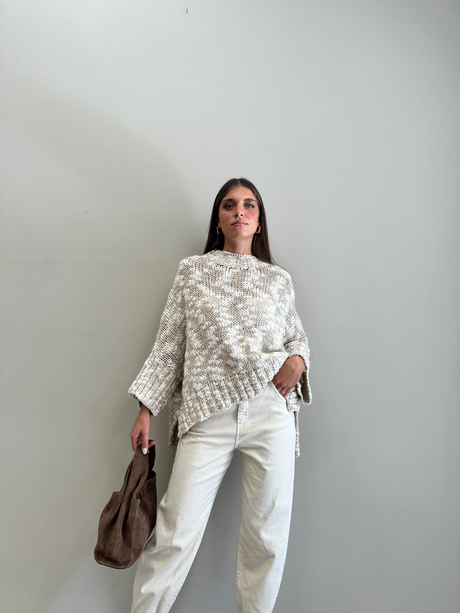 MOTEL Maglia melange sabbia/panna