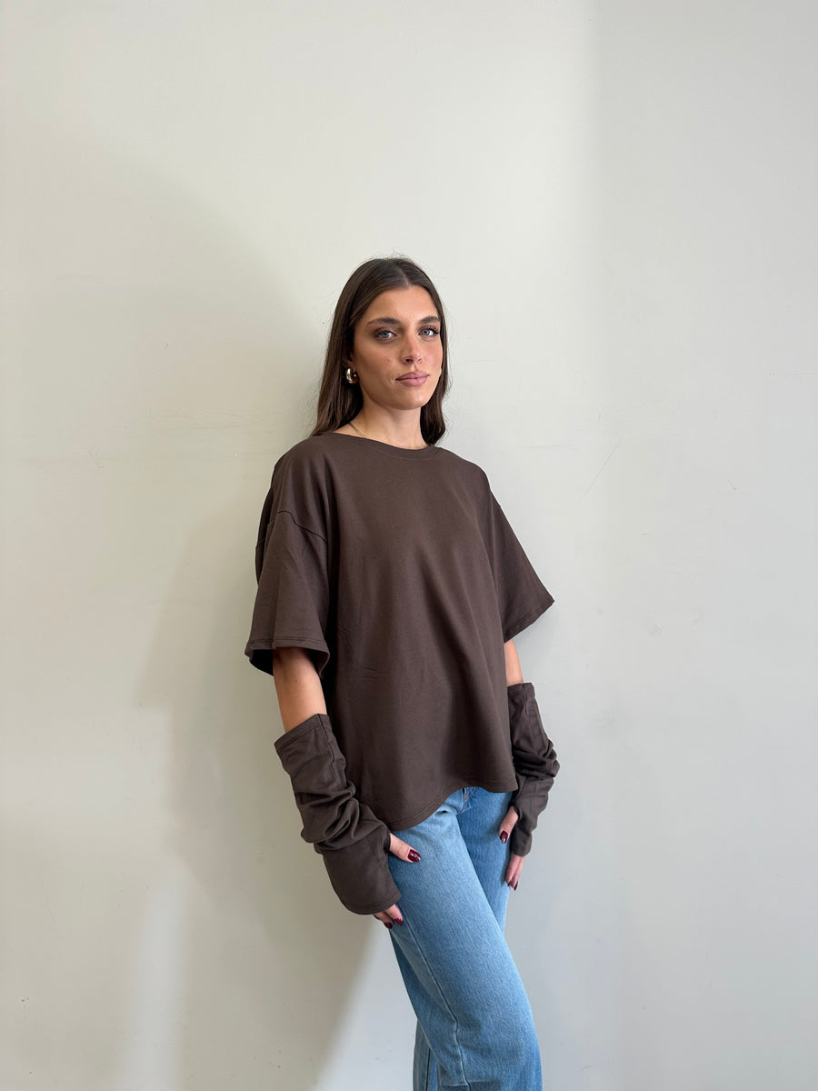 GIPSY INSIDE T-shirt over+ manicotti cioccolato