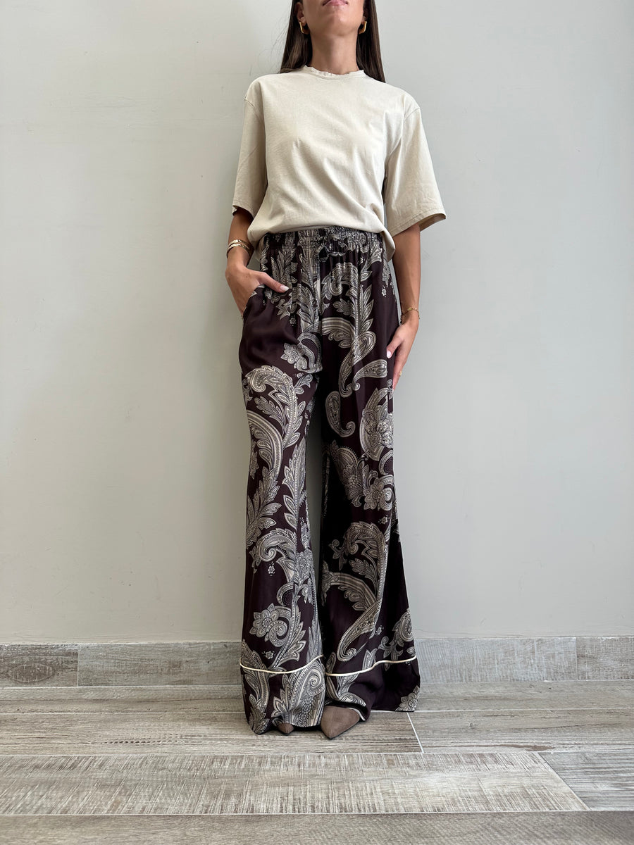 LMN Pantalone palazzo fantasia moro