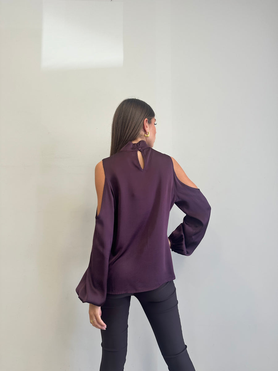 MOTEL Blusa cut spalle burgundy