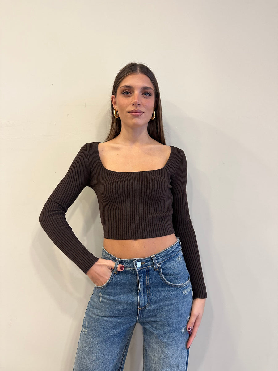 GIPSY INSIDE Maglia crop moro